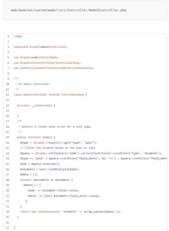  Drupal student entities and filters