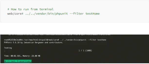 functional test function from the terminal
