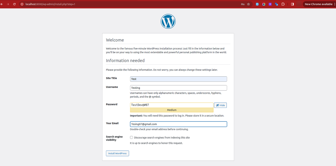 set up WordPress with docker